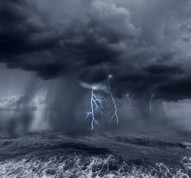 dark stormy clouds over the ocean