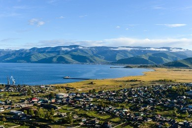 the western tip of lake baikal, overlooking the town of kultuk, russia.