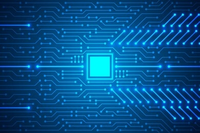 microchip technology background, blue digital circuit board pattern