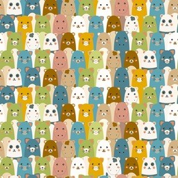 vector seamless texture with cartoon animals.