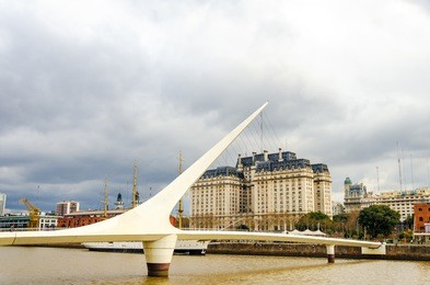 women's bridge in puerto madero neighborhood of buenos aires, argentina
