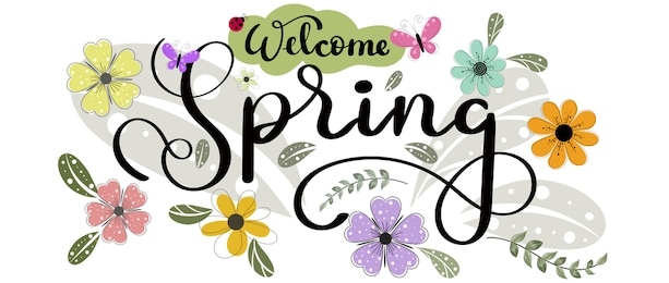 welcome spring. hello spring! greeting card with flowers and leaves vector. illustration spring is coming.
