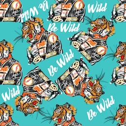 japanese tiger seamless pattern. wild print. tiger t-shirt design. fashion vector illustration with tiger. illustration for fabric, clother. - vector.
