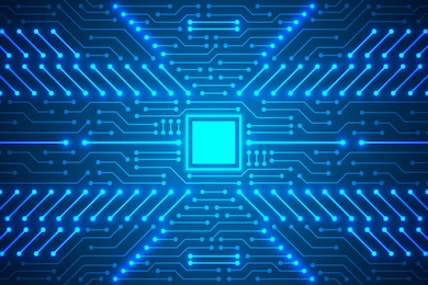 microchip technology background, blue digital circuit board pattern