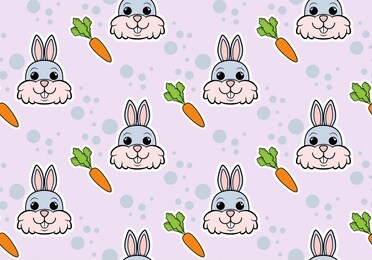 
seamless pattern with rabbits and carrots. vector stock illustration.