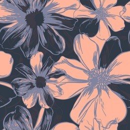 vector seamless pattern with flowers