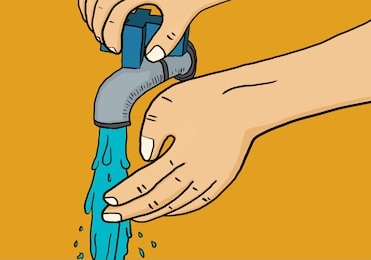 illustration of washing hands using tap water