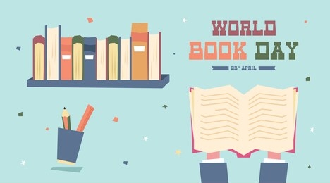 world book day illustration vector. flat illustration of world book day web banner template vector