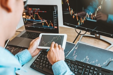 business man deal investment stock market discussing graph stock market trading stock traders concept.