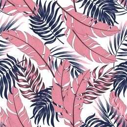 botanical seamless tropical pattern with bright plants and leaves on a light background. 
seamless pattern with colorful leaves and plants. colorful stylish floral. summer colorful hawaiian.