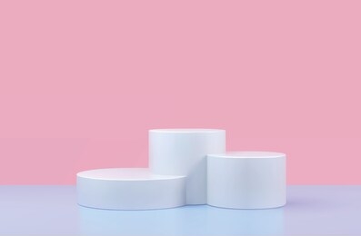 vector round podium, pedestal or platform, background for cosmetic product presentation. 3d podium. advertising place. blank product stand background in pastel colors