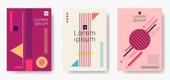 set of cover brochure template background geometric colorful memphis style. vector illustration