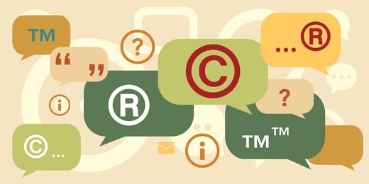 vector illustration of retro vintage colors intellectual rights management and trademark symbols