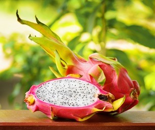 ripe dragon fruit on nature background.