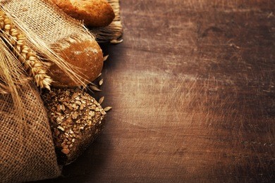 freshly baked  bread on wooden table