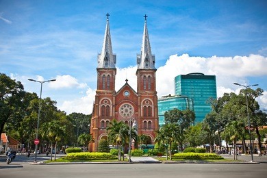 notre-dame cathedral landmark in ho chi minh city, vietnam.