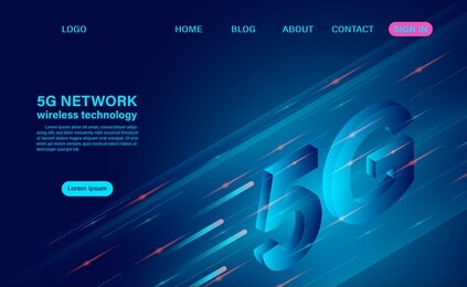 5g network wireless technology high speed.  isometric flat design vector illustration