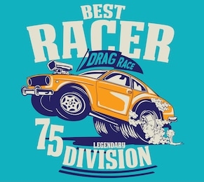 hot rod custom american race car illustration for t shirt print