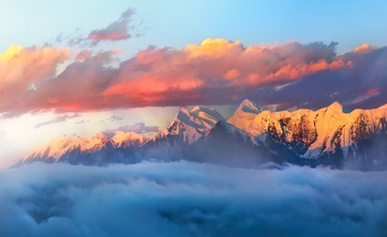 majestic china snow mountain.stunning chinese natural landscape.mountainous landscape. 