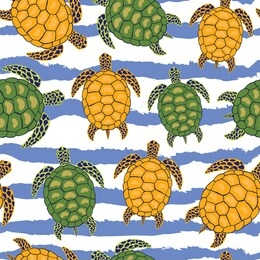 turtles, sea, animal, fashion vector seamless pattern on white background . concept for wallpaper, wrapping paper , cards 
