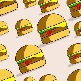 vector burger patty fast food seamless pattern background