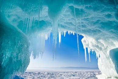 winter baikal. olkhon island. icy grotto