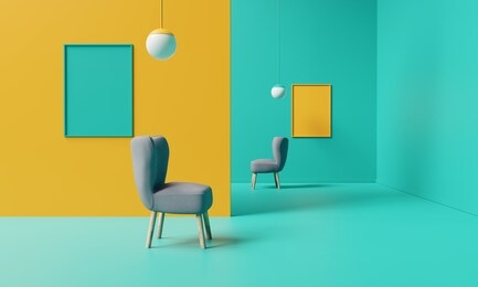 creative interior design. minimal color concept. 3d rendering