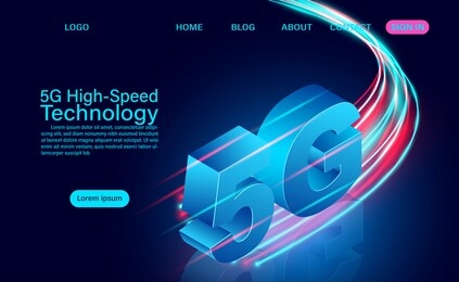 5g high-speed technology concept. network communication wireless internet. network connection fastest internet. isometric flat design vector illustration