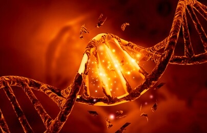 dna mutation  or damage .dna strand science background. 3d illustration	