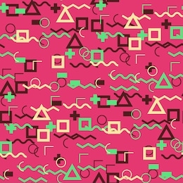 seamless memphis background. abstract colorful texture with lines and geometric figures for cotton, calico, textile. trendy seamless multicolor background in memphis style for your design. vector.