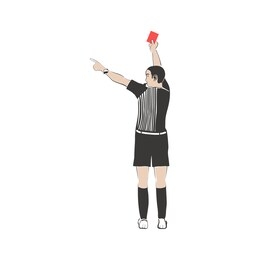 soccer referee shows a red card. vector illustration.