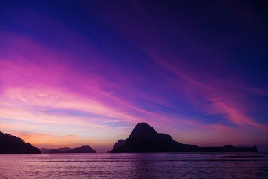 beauty sunset in el nido, palawan, philippines