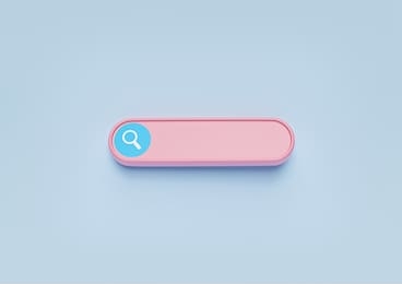 minimal blank search bar on pastel blue background. web search concept. 3d rendering