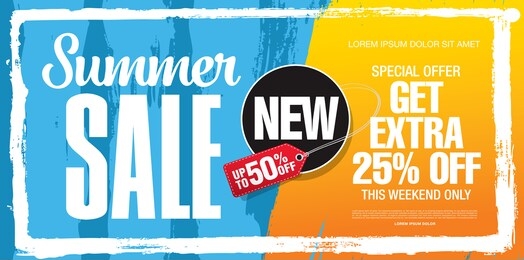 summer sale banner layout template design, vector illustration
