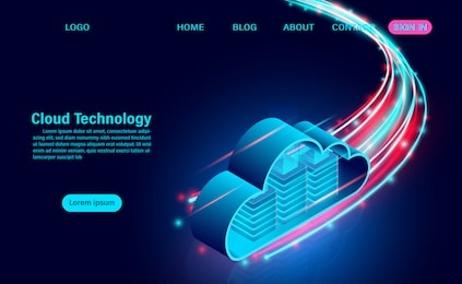 cloud technology concept. online computing technology. big data flow processing concept. isometric flat design vector illustration