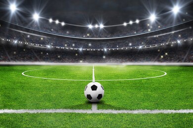 the soccer stadium with the ball on the line