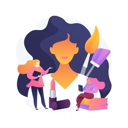 professional makeup courses. beauty salon workshop, visage tutorial, cosmetology class. makeup artist teaching trainee, consulting student. vector isolated concept metaphor illustration