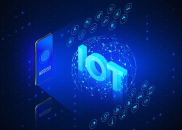 iot concept. internet of things. mobile phone monitoring and controls all smart system in house. global network controlled by smartphone with icons set. vector isometric illustration