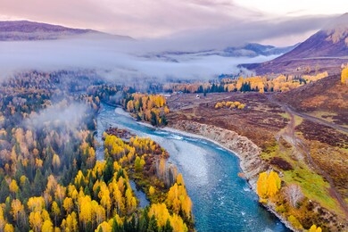 scenery of hemu village, xinjiang, china