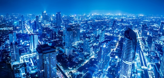 panorama urban cityscape skyline night scene