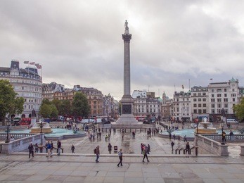 london, england, uk - october 23: tourist visiting the world famous trafalgar square on october 23, 2013 in london, england, uk