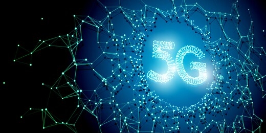 abstract  5g  internet background. global network high speed concept. vector illustration with lines and dots on blue.