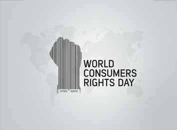 world consumer rights day. be respected, be protected- symbol of consumer right by barcode.