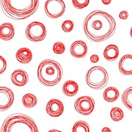 red doodle circles on white seamless pattern, vector