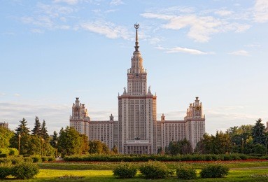 moscow state university building in moscow in sunny  day