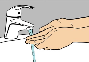 illustration of proper hand washing from viruses close up