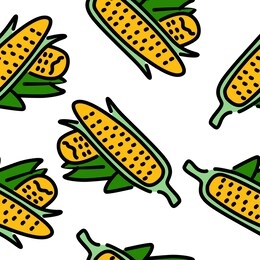 vector illustration of corn. seamless pattern white isolated background