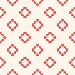 vector floral geometric seamless pattern. simple minimalist ornament with flower shapes. stylish minimal background. elegant abstract texture. red and light beige color. design for decor, wallpapers