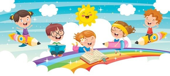 cute children playing at abstract nature