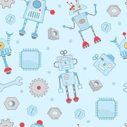 seamless pattern with robots